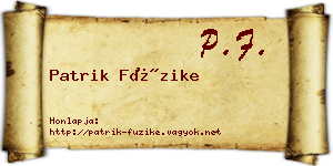 Patrik Füzike névjegykártya